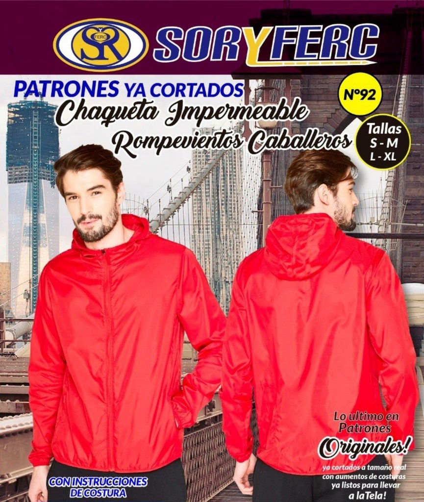 PATRON CHAQUETA IMPERMEABLE ROMPEVIENTOS CABALLERO