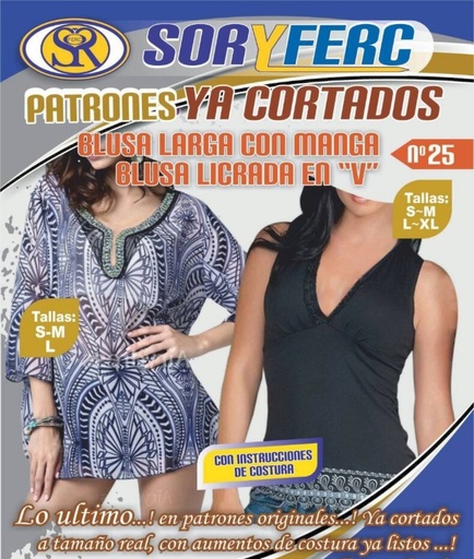 [PS-25] PATRON BLUSA LARGA CON MANGA - BLUSA LICRADA EN "V